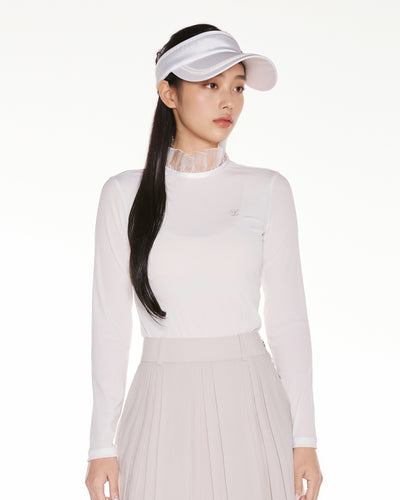Ruffle high neck cooling inner t-shirt - White