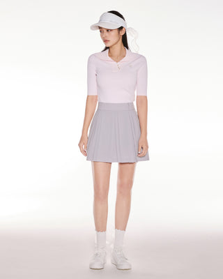 Open Collar Pearl Point Neck Knit - Pink