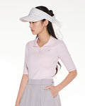 Open collar pearl point neck knit - Pink