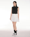 Asymmetrical ribbon pleated skirt - White