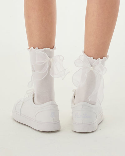Organza shoe lace logo sneakers - White
