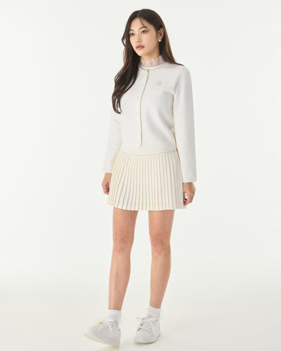 pearl ribbon jacket cardigan - White