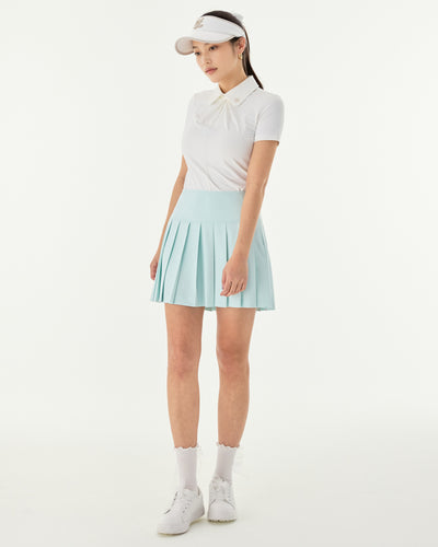 Front shirring short sleeve t-shirt - White