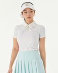 Front shirring short sleeve t-shirt - White