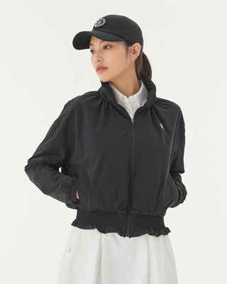 Ruffle Hem Zip-Up Jumper - Black