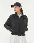 Ruffle Hem zip-up jumper - Black