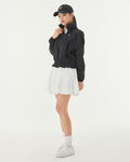 Ruffle Hem zip-up jumper - Black