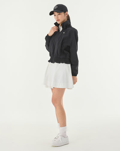 Ruffle Hem zip-up jumper - Black