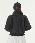 Ruffle Hem zip-up jumper - Black