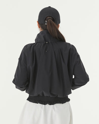 Ruffle Hem zip-up jumper - Black