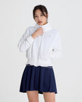 Ruffle Hem zip-up jumper - White