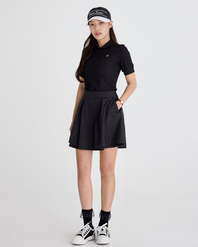 double layer flared skirt - Black