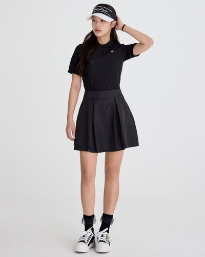 double layer flared skirt - Black