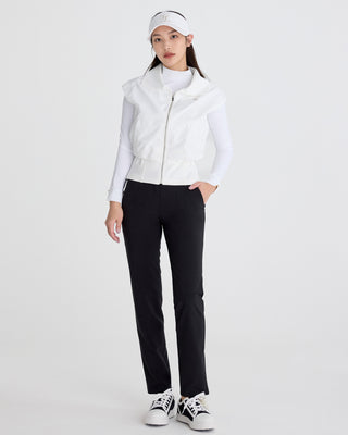 Back Band Straight Fit Pants - Black