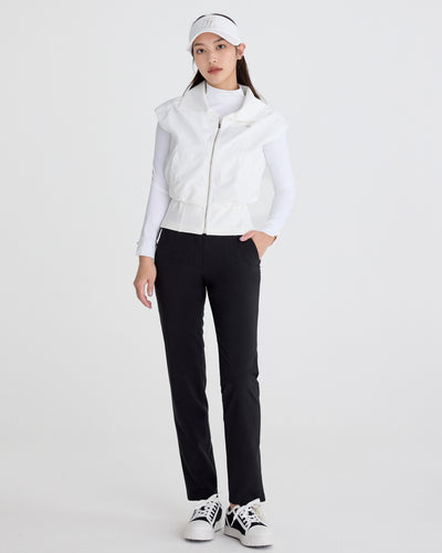 Back band straight fit pants - Black