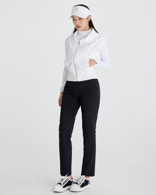 Back Band Straight Fit Pants - Black