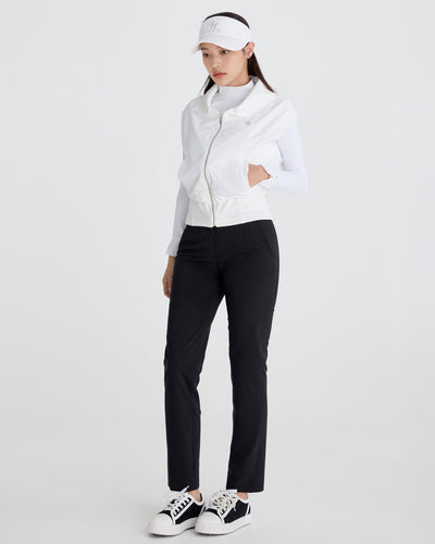 Back band straight fit pants - Black