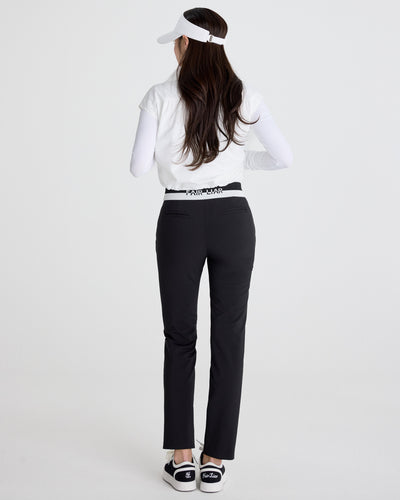 Back band straight fit pants - Black