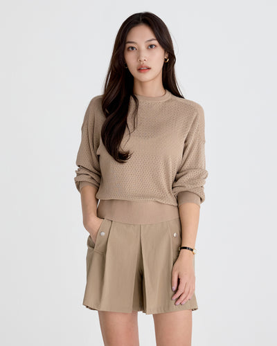 Hidden Culottes Short Pants - Beige