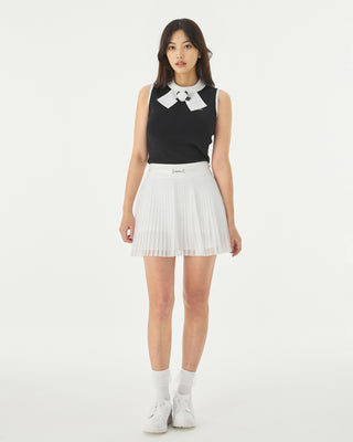 Detachable Lace Ribbon Sleeveless Knit - Black