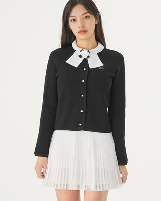 Pearl Ribbon Jacket Cardigan - Black