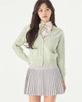 Double color v-neck cardigan - Green