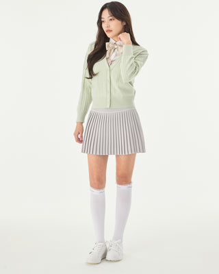 [FL Signature] Fair Liar Silk Twisted Flare Pleated Skirt - Grey