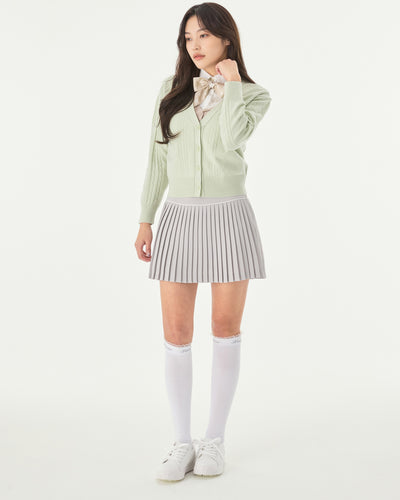 [FL signature] Silk twisted flare pleated skirt - Grey