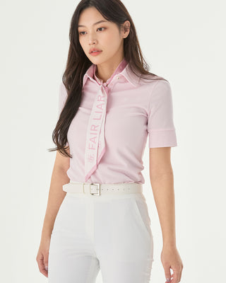 Lettering Scarf Short Sleeve T-shirt - Pink