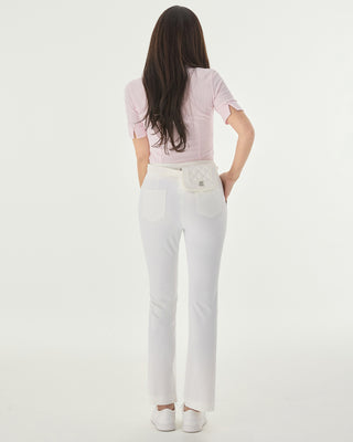 High Waist Stretch Bootcut Pants - White