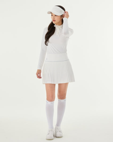 Shirring ribbon high neck t-shirt - White – Fairliar USA