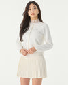 pearl ribbon jacket cardigan - White