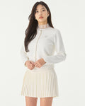 pearl ribbon jacket cardigan - White