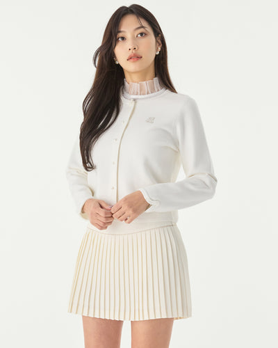 pearl ribbon jacket cardigan - White