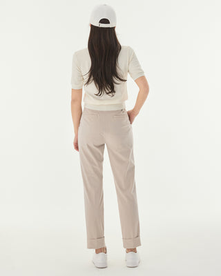 Pintuck Turn-Up Pants - Beige