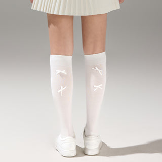 Velvet Ribbon Knee-socks (Ivory)