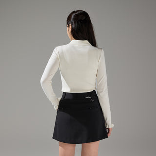 Flat Collar Open Pointed Knit (Ivory)
