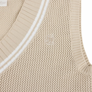 Punched V-neck Vest (Beige)