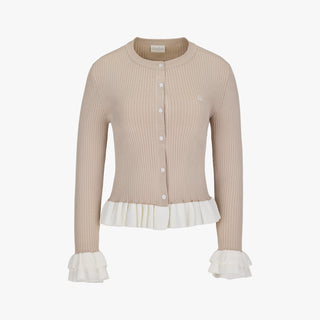 Ruffle Rib Cardigan (Beige)