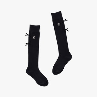 Velvet Ribbon Knee-socks (Black)