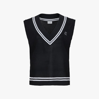 Punched V-neck Vest (Black)