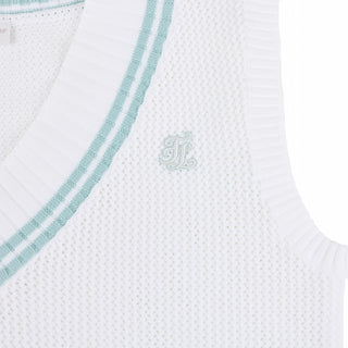 Punched V-neck Vest (White)