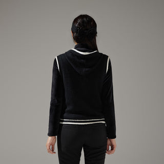 Hooded Windproof Knit Vest (Black)