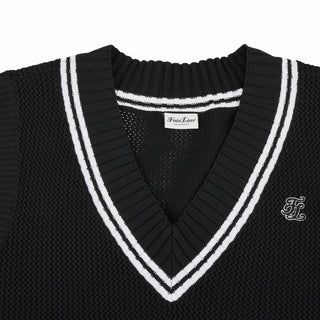 Punched V-neck Vest (Black)