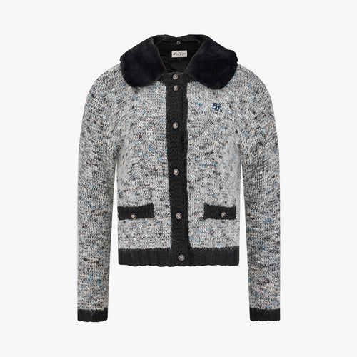 Fur Collar Windproof Cardigan (Black)