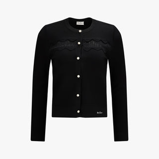 Lace Scallop Cardigan (Black)