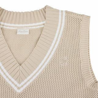 Punched V-neck Vest (Beige)