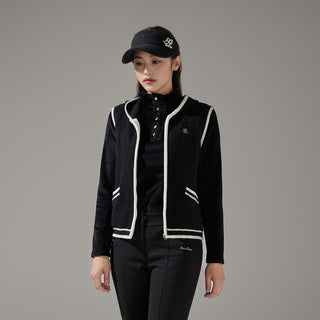 Hooded Windproof Knit Vest (Black)