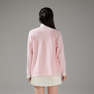 Loose Fit Pocket Cardigan (Pink)