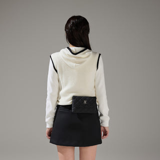 Hooded Windproof Knit Vest (Ivory)